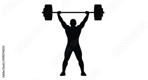 Person lifting barbell in silhouette with a silhouette of a person lifting