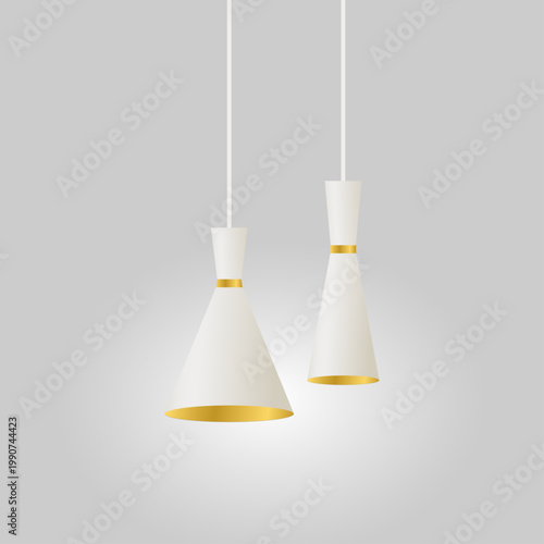 Two modern ceiling lamps on a gray background.