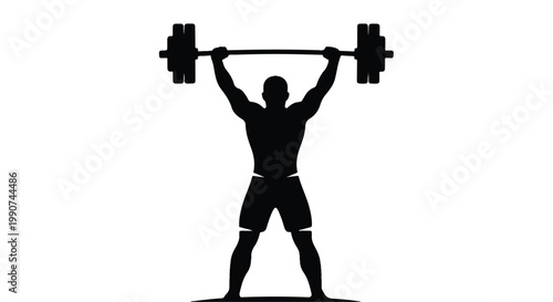 Silhouette of a person lifting weights in a gym setting with silhouette