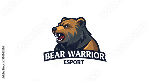 Bear Warrior Esport Logo Illustration.