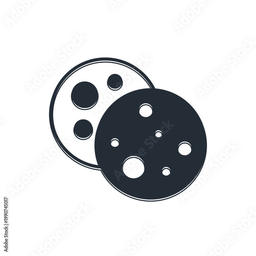 Black Cookie or biscuit with chocolate icon isolated on white background. Vector