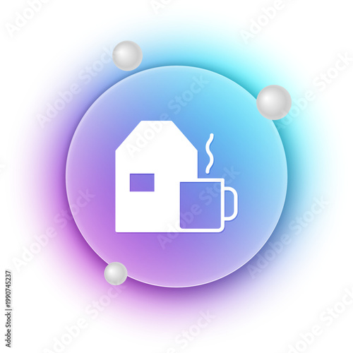 White Cup of tea with milk icon isolated on white background. Blue and purple gradient circle background. Vector