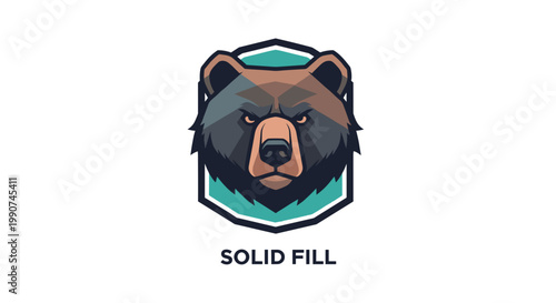 Grizzly bear head logo illustration.