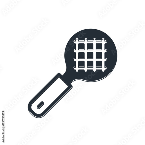 Black Tea strainer with handle icon isolated on white background. Metal sieve. Vector