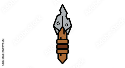 Stone Age Spearhead Vector Illustration, Primitive Weapon Icon Design for Historical or Archaeological Educational Projects