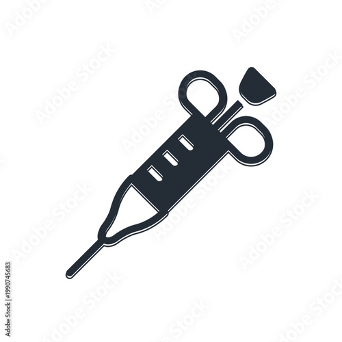 Black Syringe icon isolated on white background. Syringe for vaccine, vaccination, injection, flu shot. Medical equipment. Vector
