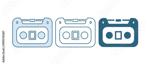 Blue Retro audio cassette tape icon isolated on white background. Vector
