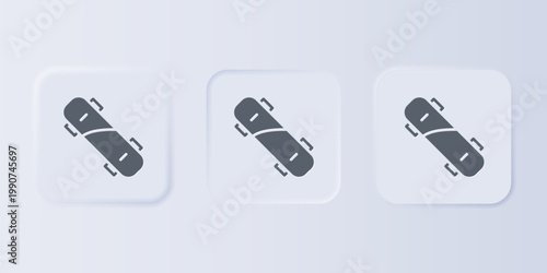 Grey Skateboard icon isolated on grey background. Extreme sport. Sport equipment. Set icons in square buttons. Vector