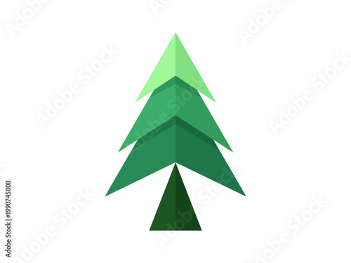 Abstract green triangular tree icon, modern eco flat vector on white background