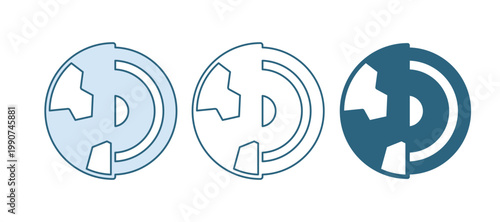 Blue Earth core structure crust icon isolated on white background. Vector