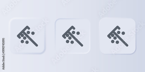 Grey Stick for chips icon isolated on grey background. Casino gambling. Set icons in square buttons. Vector