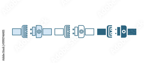 Blue Safety belt icon isolated on white background. Seat belt. Vector