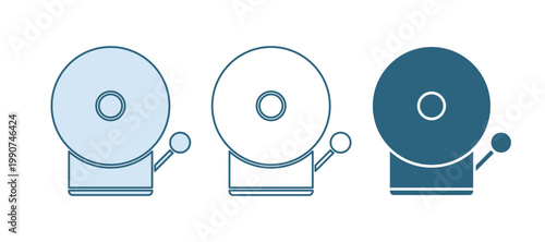 Blue Ringing alarm bell icon isolated on white background. Fire alarm system. Service bell, handbell sign, notification symbol. Vector