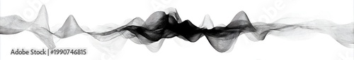 A grayscale, wavy abstract image, resembling smoke or soundwaves, with varying intensities