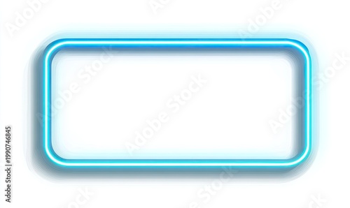 Glowing rectangle with rounded corners, a vibrant blue neon outline and a subtle shadow