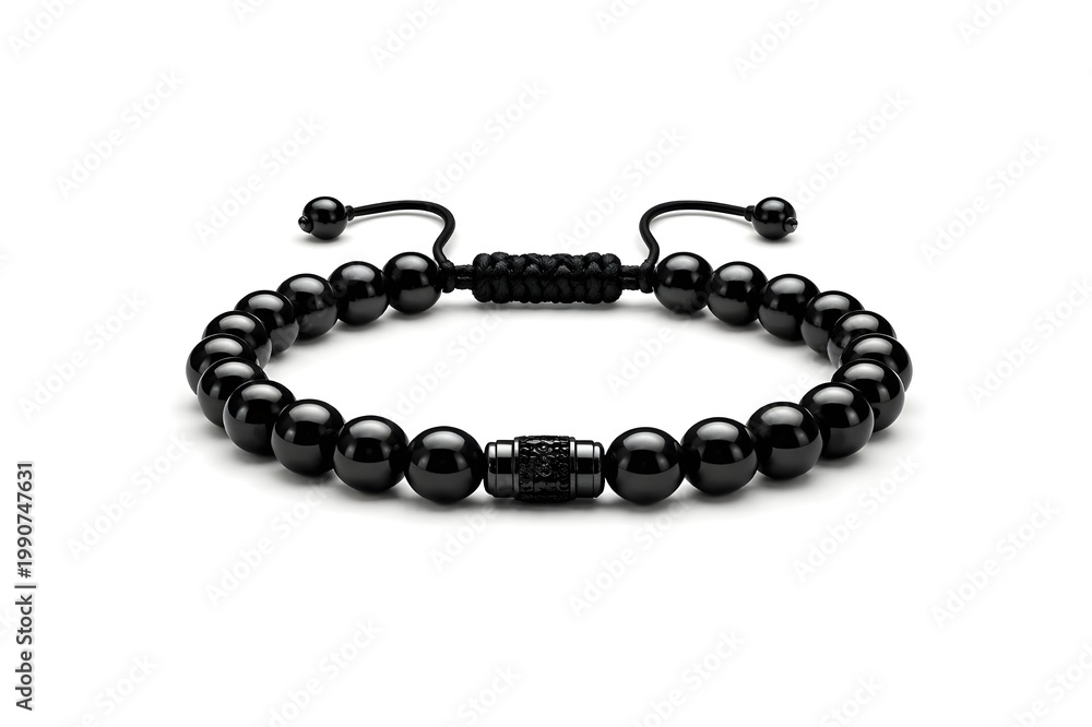 Obraz premium Modern Black Beads Adjustable Bracelet Design