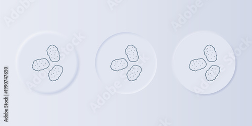 Grey Chicken nuggets icon isolated on grey background. Set icons in square buttons. Vector