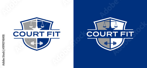 Two versions of a shield logo for court fit. Suitable for legal and justicerelated businesses looking for a strong brand identity.