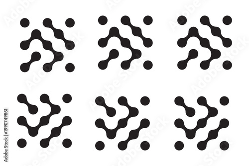 Connected dots icon circles pattern sign integration symbol abstract point movement connected round blobs transition meta balls  smooth fluid vector illustration modern ..