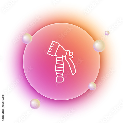 White Water spray bottle icon isolated on white background. Sprinkler for ironing. Orange and pink gradient circle background. Vector