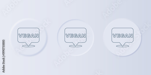 Grey Vegan food diet icon isolated on grey background. Organic, bio, eco symbol. Vegan, no meat, lactose free, healthy, fresh and nonviolent food. Set icons in square buttons. Vector