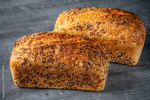 Artisan sourdough bread with seeds crust