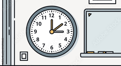 Analog clock on the wall closeup.