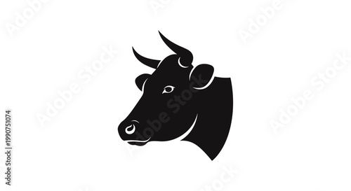 Black cow head side profile view.