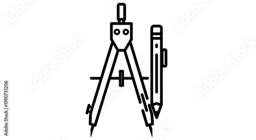 Compass and pencil drafting tool.