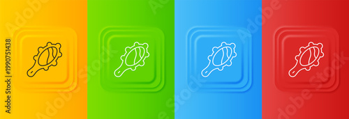 White Magic hand mirror icon isolated on colorful background. Set icons in square buttons. Vector