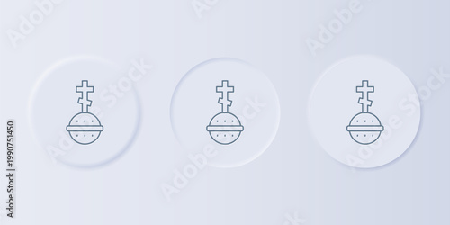 Grey Christian cross icon isolated on grey background. Church cross. Set icons in square buttons. Vector