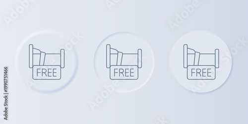 Grey Free overnight stay house icon isolated on grey background. Set icons in square buttons. Vector