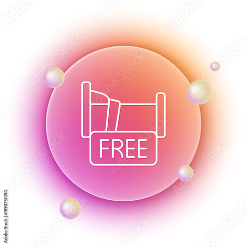 White Free overnight stay house icon isolated on white background. Orange and pink gradient circle background. Vector