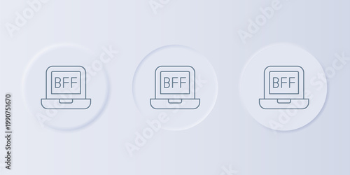 Grey BFF or best friends forever icon isolated on grey background. Set icons in square buttons. Vector