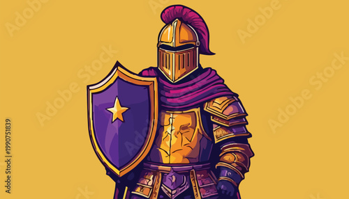 Illustration of a Knight in Shining Armor with Shield.
