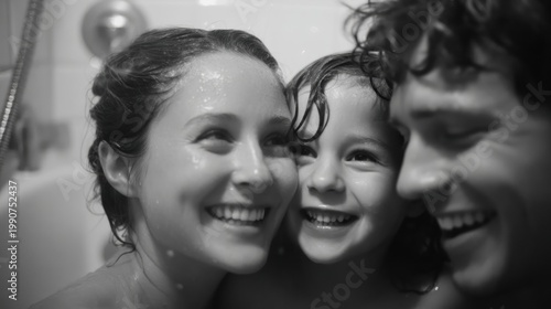 Happy family bath