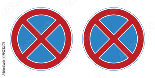 No parking or vehicle parking not allowed warning sign icons for traffic restriction safety regulation symbol vector design