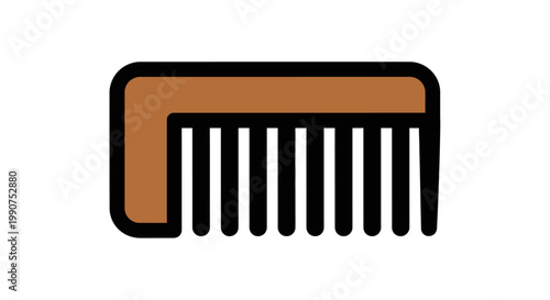 Brown and Black Hair Comb Icon for Personal Grooming, isolated white background.