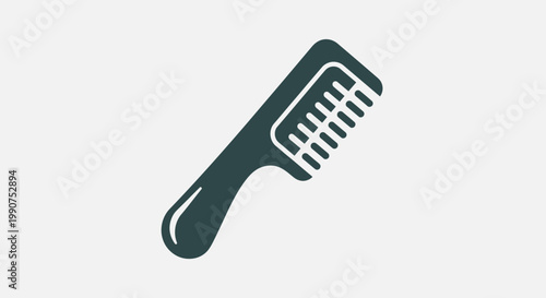 Dark Teal Hair Comb Icon for Grooming and Beauty, isolated white background.
