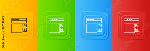 White Buying drugs online icon isolated on colorful background. Online buying symbol. Set icons in square buttons. Vector