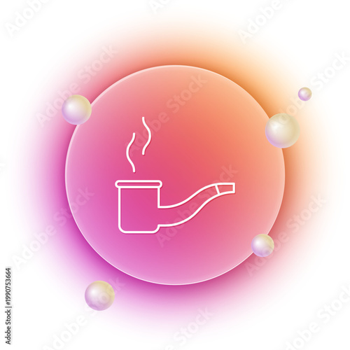 White Smoking pipe with smoke icon isolated on white background. Tobacco pipe. Orange and pink gradient circle background. Vector