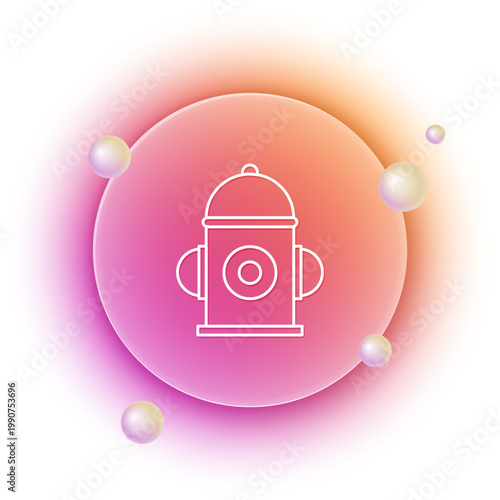 White Fire hydrant icon isolated on white background. Orange and pink gradient circle background. Vector