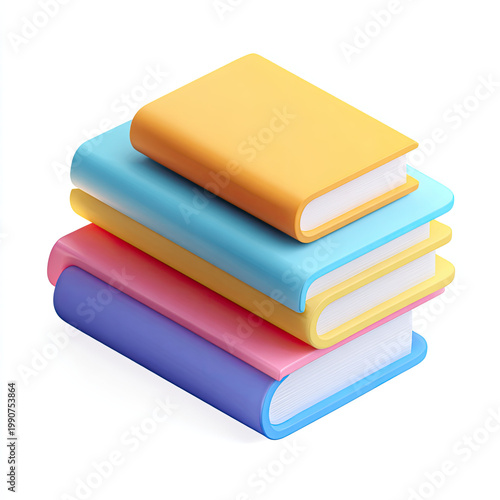 Stack of four colorful, soft-edged books on a white background