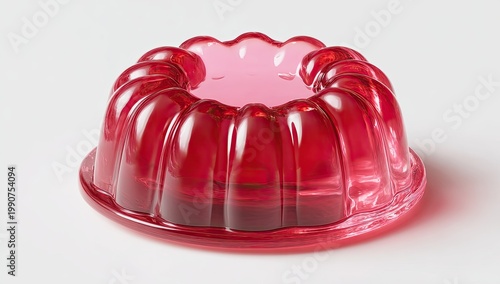 Translucent red jelly mold on white background