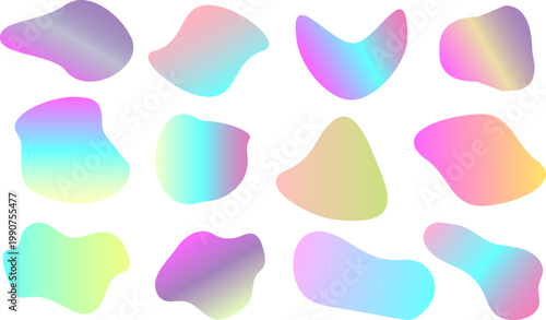 Abstract Colorful Gradient Liquid Shapes Set, Modern Fluid Organic Blob Background Collection