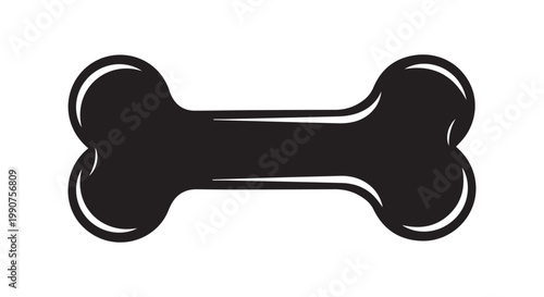 Stylized black and white dog bone minimalist design perfect for pet-related themes and playful graphics.