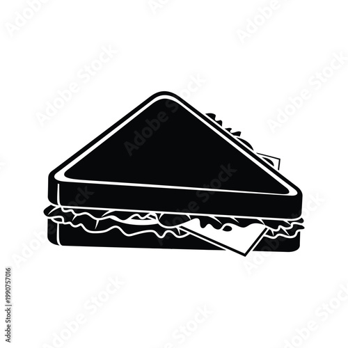 Triangular sandwich cut in half with cheese and lettuce filling vector illustration.