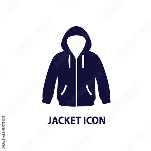 Jacket Icon - Minimal Outline Winter Coat Vector for Clothing and Fashion Design