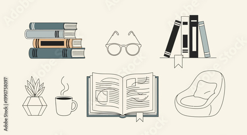 Open Book and Glasses On a Study Desk Scene.