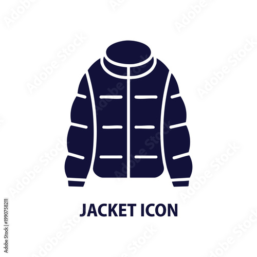 Jacket Icon - Minimal Outline Winter Coat Vector for Clothing and Fashion Design